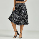 Women Floral Print Chiffon Stretch High Waisted Pleated Skirt Dress Sai Feel